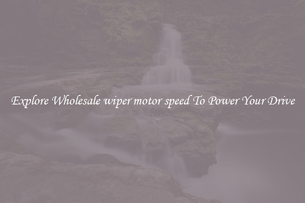 Explore Wholesale wiper motor speed To Power Your Drive